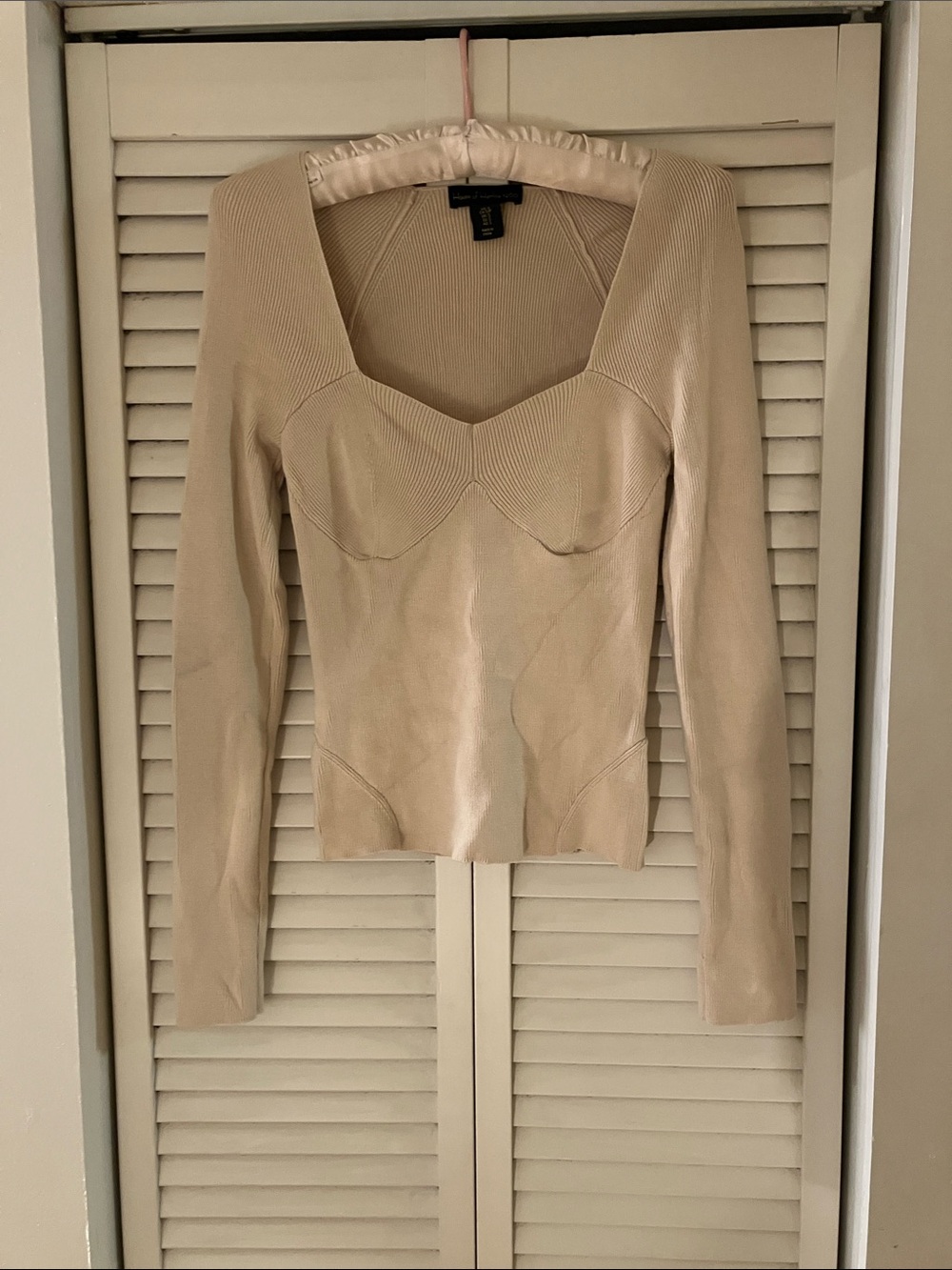 House of Harlow 1960 Fitted Bustier Corset  Style Beige Sweater Size Small